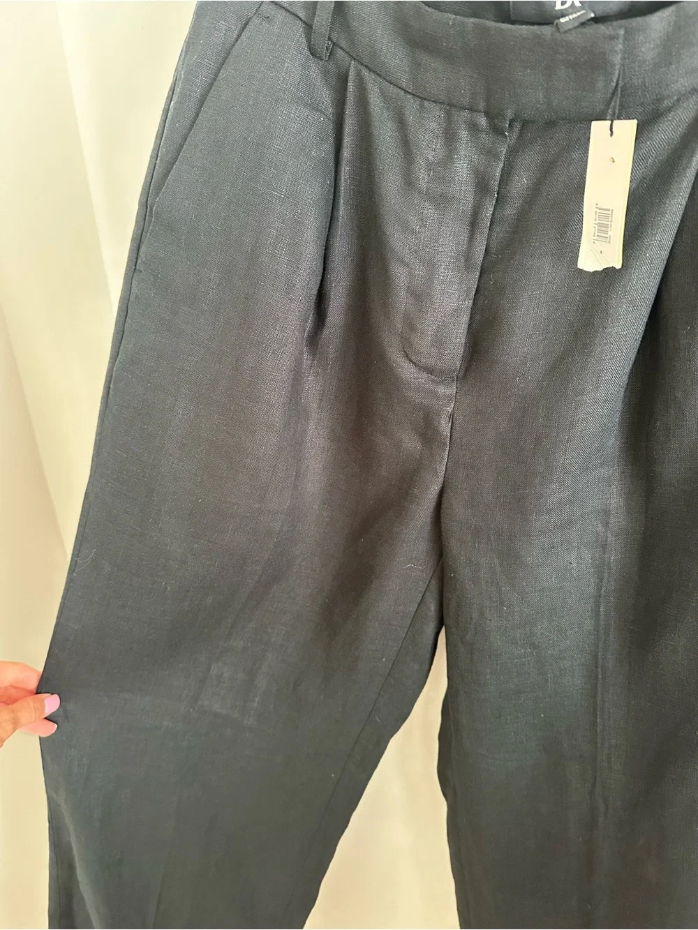 NWT Banana Republic black high rise 100% linen trouser straight leg pant size 6